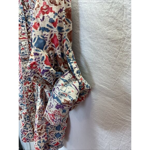 Lauren Ralph Lauren lightweight Western aztec Button Down roll‎ tab size 1X - Picture 16 of 16